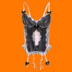 00's vintage sheer mesh lace y2k bustier corset top 34D victoria's secret